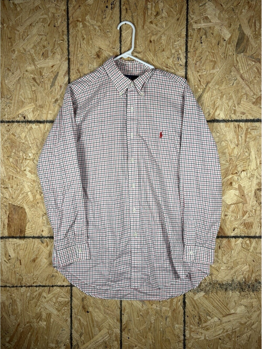 Ralph Lauren Classic Fit Men’s Shirt Large Red Navy Check Button Down Cotton